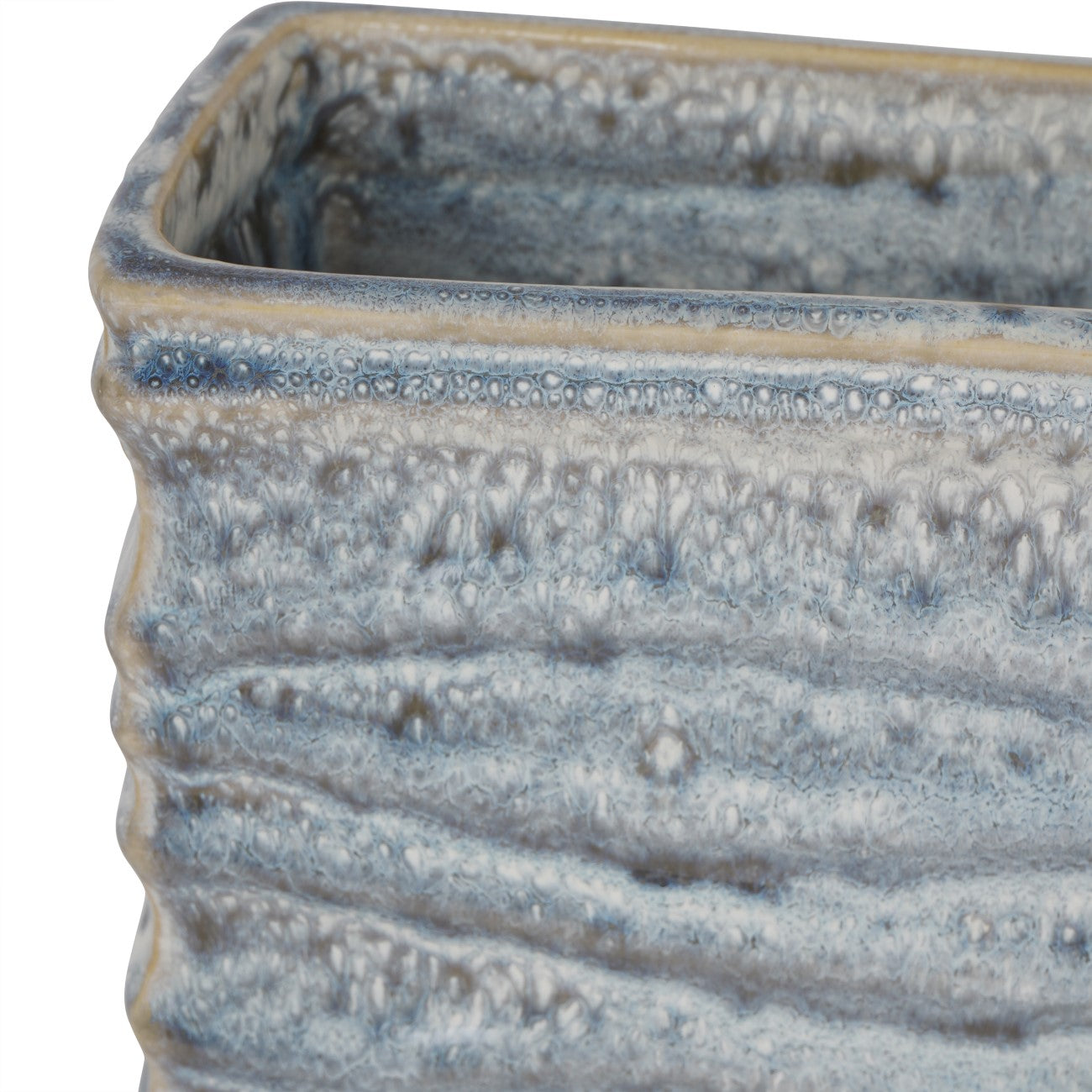 Sereno Off White Glazed Ceramic Square Vase